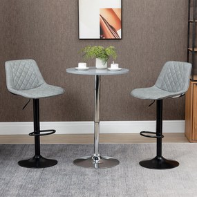 Conjunto de Bancos de Bar Estofados em PU (MESA NÃO INCLUIDA) Bancos Altos de Sala de Jantar com Altura Ajustável 46,5x51x86-106 cm Cinzento