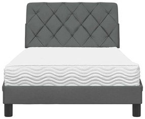 Cama com colchão 100x200 cm tecido cinzento-escuro