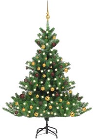 Árvore Natal artif. c/ LEDs/bolas 120 cm abeto caucasiano verde