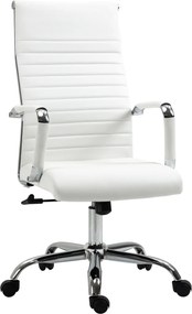 Vinsetto Cadeira de Escritório Ergonómica Branco Giratória 360° Basculante com Altura Ajustável 54x62x104-114 cm | Aosom Portugal
