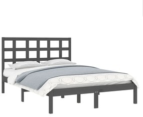 Estrutura de cama king 150x200 cm madeira maciça cinzento