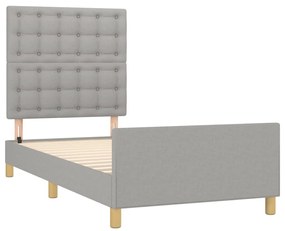 Estrutura de cama sem colchão 100x200 cm tecido cinzento-claro