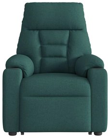 Poltrona reclinável elevatória de massagens tecido verde-escuro