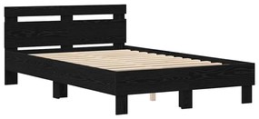 Estrutura de Cama Sólida Carvalho Preto Madeira Sólida 120 x 200 cm