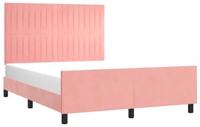 Estrutura de cama c/ cabeceira 140x200 cm veludo rosa