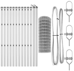 Cerca Euro com 13 Posts 0.6x25 m Aço Galvanizado