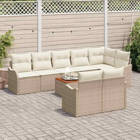 vidaXL Conjunto de Sofá de Jardim 9 pcs Bege Rattan Sintético
