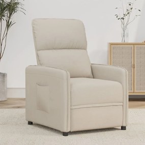 vidaXL Poltrona reclinável tecido de microfibra cor creme