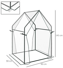 Estufa de Jardim com 2 Portas com Fecho de Correr Anti UV para Cultivo de Plantas Flores 90x90x145 cm Transparente