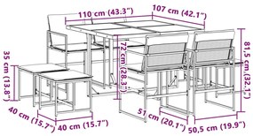 9 pcs conj. de jantar p/ jardim c/ almofadões textilene branco