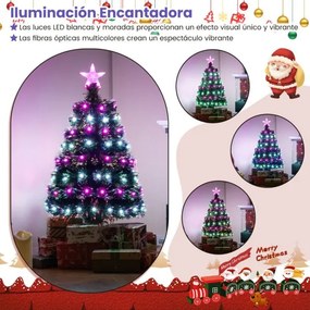 Árvore de Natal 93 cm artificial pré-iluminada com fibras óticas multicoloridas 96 luzes LED 8 modos 96 pontas Verde