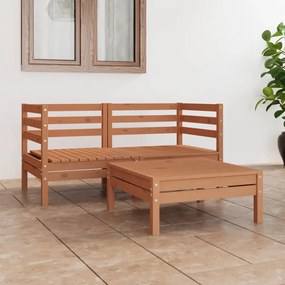 vidaXL 3 pcs conjunto lounge de jardim pinho maciço castanho mel