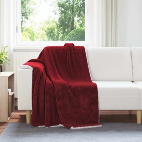 vidaXL Cobertor Vermelho Bordeaux 130 x 150 cm Lã