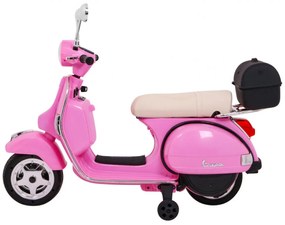 Vespa elétrica para Crianças 12V Scooter, Rodas	Espuma EVA assento couro ecológico Rosa