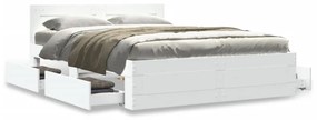 Estrutura de cama c/ cabeceira sem colchão 140x200 cm branco