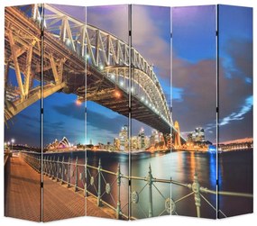vidaXL Biombo dobrável estampa da ponte do porto de Sydney 228x170 cm