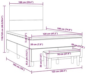 Cama boxspring com colchão 120x190 cm tecido cinzento-claro