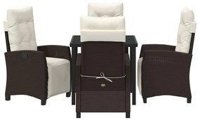 Conjunto de jantar de jardim com 5 peças em rattan poliéster marrom.