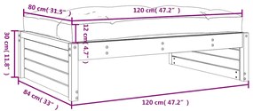 Apoio de pés para jardim 120x80 cm pinho maciço cinzento