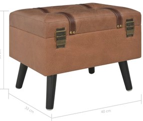 Banco de arrumação 40 cm couro artificial castanho