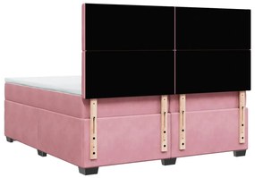 Cama com molas/colchão 200x200 cm veludo rosa