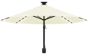 Guarda-sol para jardim de parede c/ luzes LED 300 cm areia