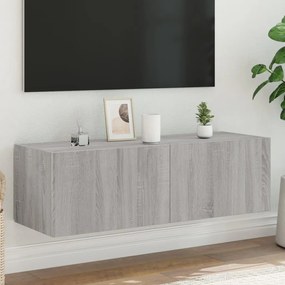 Móvel de parede p/ TV c/ luzes LED 100x35x31 cm cinzento sonoma