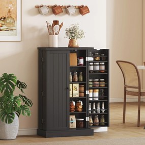 Armário de Cozinha com 2 Portas, 60 x 30 x 104 cm, 12 Suportes de Porta, Preto