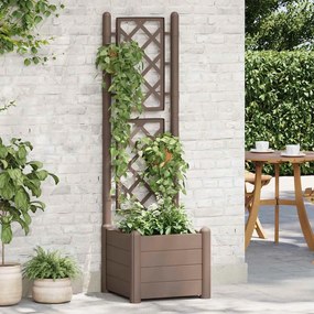 Vaso/floreira de jardim com treliça 43x43x142 cm PP cor moca