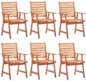 Cadeiras de jantar p/ jardim 6 pcs c/ almofadões acácia maciça