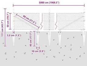 Cerca Hexagonal vidaXL Cinza 0.5x50 m Aço