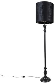 Candeeiro de pé clássico preto com cúpula preta 40 cm - Classico Clássico / Antigo
