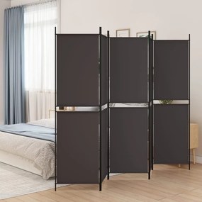 vidaXL Biombo/divisória com 5 painéis 250x200 cm tecido castanho