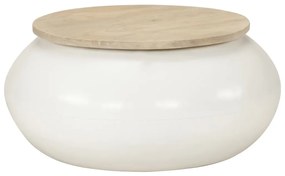 vidaXL Mesa de centro 51x51x27 cm madeira de mangueira maciça branco