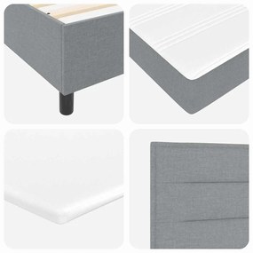 Cama Box com Colchão e Luz LED Cinza Claro 90x200 cm