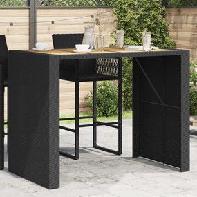 vidaXL Mesa de bar para jardim com tampo em acácia vime PE preto