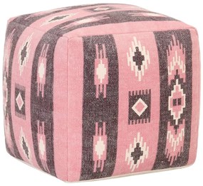 vidaXL Pufe com design estampado 45x45x45 cm algodão rosa