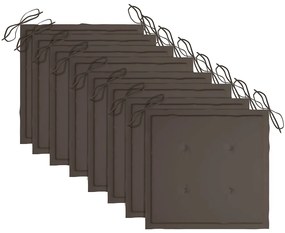 Cadeiras de jardim dobráveis c/ almofadões 8 pcs teca maciça