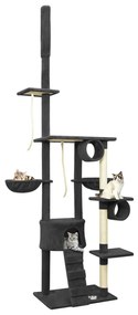 vidaXL Árvore p/ gatos altura ajustável chão ao teto 220-240 cm cinza