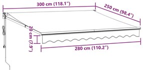 Toldo retrátil automático 300x250 cm bordô