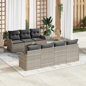 vidaXL Conjunto de Sofá de Jardim de 8 Peças com Almofadas Cinzento-claro Rattan de Polietileno