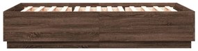Estrutura de cama 150x200cm derivados madeira carvalho castanho