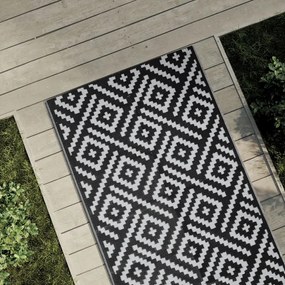 Tapete de exterior 80x250 cm ARAKIL PP Branco e Preto