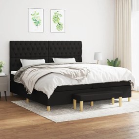 vidaXL Cama com molas/colchão 200x200 cm tecido preto
