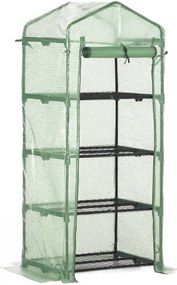 Outsunny Estufa de Jardim com 4 Prateleiras e Cobertura de PE Estufa de Aço para Cultivo de Plantas Flores 70x50x160cm Verde