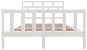 Estrutura de cama 140x200 cm madeira de pinho maciça branco