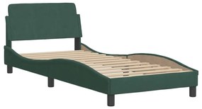 Cama com colchão 90x190 cm veludo verde-escuro