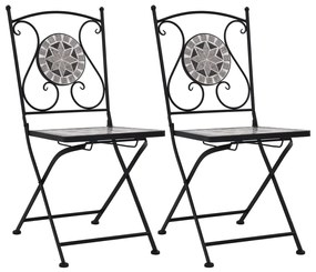 vidaXL Cadeiras bistrô em mosaico 2 pcs cinzento