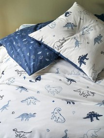 Conjunto capa de edredon + fronha de almofada para criança, Hello Dinos, Basics branco claro estampado