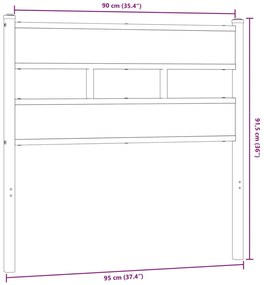 Cabeceira de cama 90 cm derivados madeira/ferro carvalho sonoma